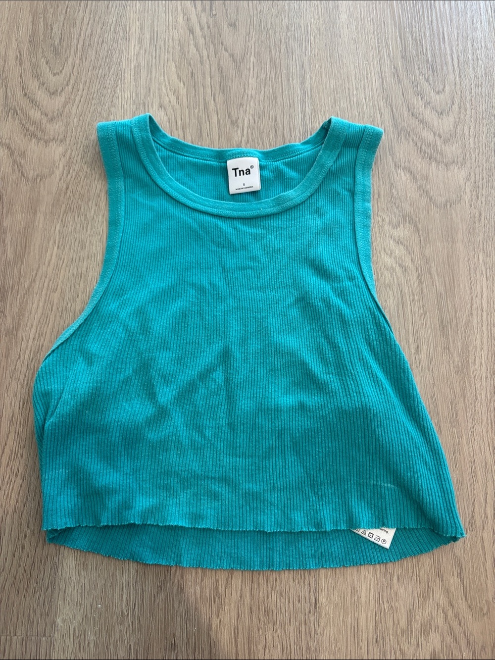 TNA Teal Ribbed Cropped Tank